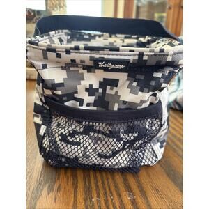 Thirty One mini square utility tote black/grey/white pixel